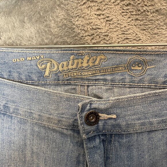 Old Navy Y2K Mens Painter Carpenter Utility Baggy Light Wash Denim Jean 42x32* - Picture 5 of 10